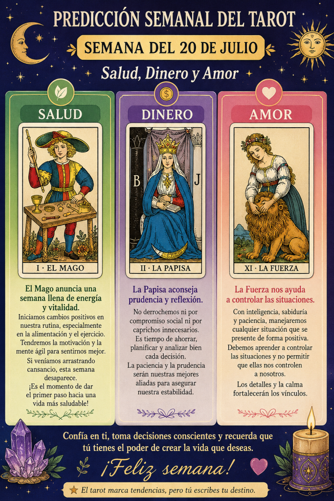 Predicción semanal del tarot del 20 de julio, salud, dinero y amor según las cartas